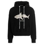 Palm Angels White Shark Hoodie Zwart
