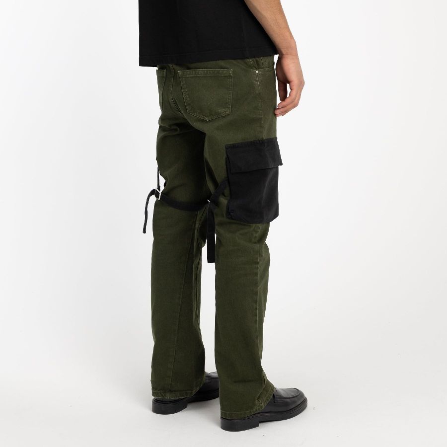 flaneur homme strap contrast cargo broek donker groen