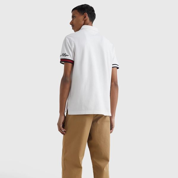 Tommy Hilfiger Flag Sleeve Slim Polo Wit
