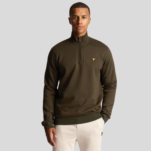 Lyle & Scott Quarter Zip Sweater Donker Groen