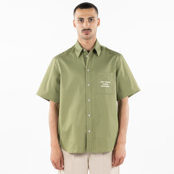 Drôle De Monsieur Slogan Overhemd Groen