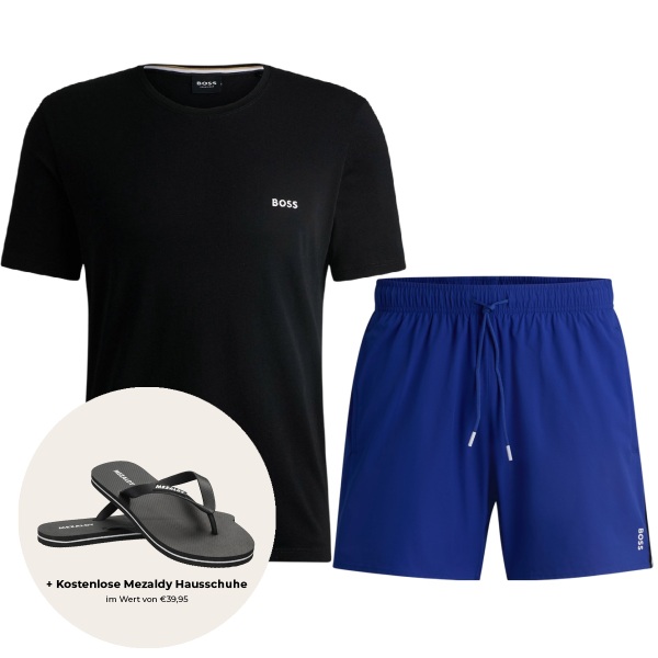 boss iconic sommer-set schwarz blau